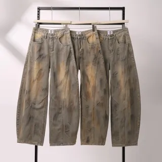 HELLDUL N9701 รุ่นใหม่ ขายดี ส่งจากไทย กางเกงยีนส์ ทรงBarrel ดีเทลสีเลอะ แต่งลาย แต่งเฟต เอวเข้ารูป เอวสูง เอวกลาง ผู้ชายใส่ได้ ผู้หญิงใส่สวย ใส่สบาย ไม่บาง แมตง่าย หลายแบบ มีไซส์ให้เลือก