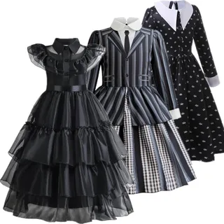 ชุดคอสเพลย์สาววันพุธ, ภาพยนตร์, ชุดเดรสใหม่ 2025 สำหรับเด็กผู้หญิง, ชุดปาร์ตี้ตาข่าย, ชุดคาร์นิวัลฮาโลวีน, เหมาะสำหรับเด็กผู้หญิงอายุ 4-10 ปี