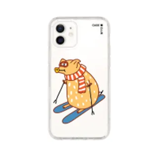 iPhone 12/12 Pro Clear Case Skiing Pig (88528791034898852879458480)
