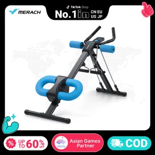 Merach เครื่องเทรนเนอร์หน้าท้องแบบปรับได้ พร้อมจอ LCD, เครื่องออกกำลังกายหน้าท้องแบบพับได้, เครื่องเทรนเนอร์แกน, เหมาะสำหรับการออกกำลังกายสำหรับแขน, ขา, และก้น, เครื่องไส