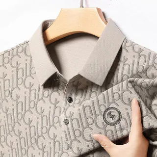 เสื้อยืดแขนสั้นผู้ชาย คอปกโปโล คอลเลคชั่นฤดูร้อนใหม่ ทำจากผ้าไหมผสม รีดง่าย ดูแลรักษาง่าย