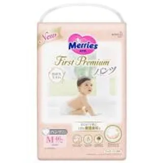 เมอร์รี่ส์เฟิร์สกางเกงผ้าอ้อมเด็กขนาด M 46ชิ้น Merries First Baby Diaper Pants Size M 46pcs. (4901301396549)
