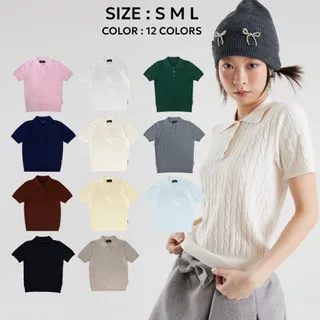 (พร้อมส่ง)Bemingtop765(S-L) - Beming Basic Polo ดีเทลใกล้เคียงกับ Luna ต่างเรื่องแพทเทิร์นใหญ่กว่า ใส่สบาย