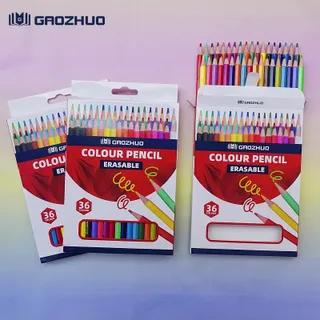 1-สีไม้ลบได้ยี่ห้อ GAOZHUO 36/24/12 สี ไม่มีพิษส่งผลต่อสุขภาพ สีสดสว่าง อุปกรณ์การเรียน ไม่มีฝุ่น