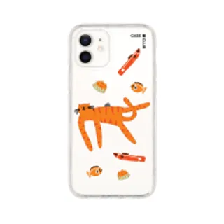 iPhone 12/12 Pro Clear Case Orange Cat Pattern (88528791034898852879433593)