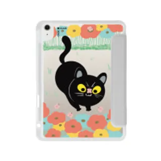 iPad Air4/5/6/7 11" 2025 (M2/M3) Clear Grey Flower Black Cat (88528793999748852879511642)