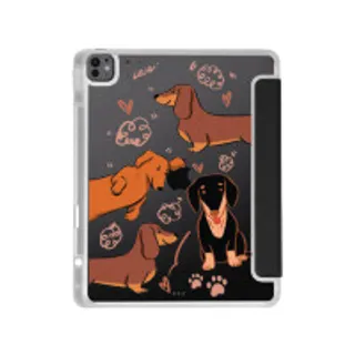 iPad Air6/7 13" 2025 (M2/M3) Clear Black Brown Dachshund Pattern (88528790839968852879350722)