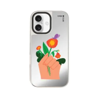 iPhone 16 Mirror Case MagSafe Hand Holding Flower (88528799927178852879505078)