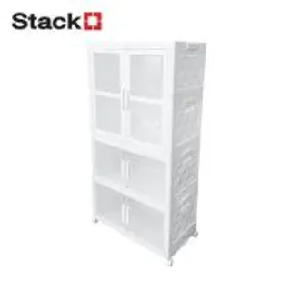 ตู้บานเปิดพับได้ 3 ชั้น มีล้อ STACKO SNOWY 38x73x136 ซม. สีขาว (1305212)